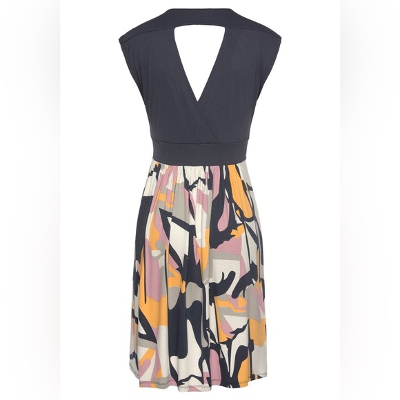 VENUS Blue and Orange Sleeveless Abstract Plunge Midi Sundress size XL NWT - Picture 16 of 16